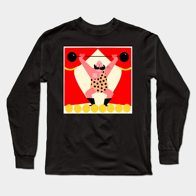 Circus Strong Man Long Sleeve T-Shirt by krisevansart